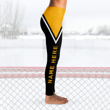 Load image into Gallery viewer, Black/Gold White Team Leggings