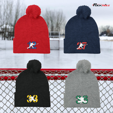 Load image into Gallery viewer, Personalized Hockey Number Pom Pom Beanie/Winter Hat
