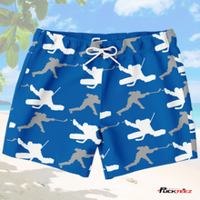 Load image into Gallery viewer, Hockey Sniper Swim Trunks - Royal
