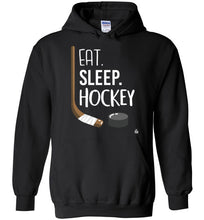 Load image into Gallery viewer, Unisex Black Hockey Hoodie for the Hockey Fan, Hockey Player or Hockey Parent
