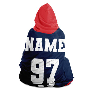 Personalized Navy/Red Hockey Hooded Blanket