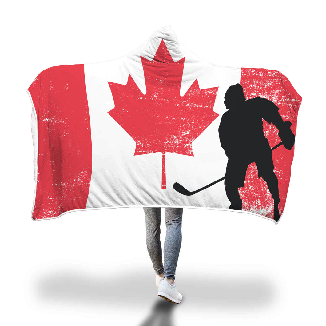 Canada Hockey Hooded Blanket