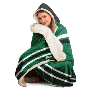 Personalized Green/Black Hooded Blanket