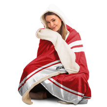 Load image into Gallery viewer, Personalized Red/White Hockey Hooded Blanket
