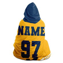 Load image into Gallery viewer, Personalized Gold/Blue Hockey Hooded Blanket
