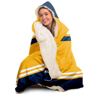 Personalized Gold/Blue Hockey Hooded Blanket