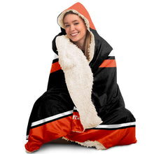 Load image into Gallery viewer, Personalized Black/Orange Hockey Hooded Blanket
