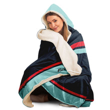 Load image into Gallery viewer, Personalized Blue/Teal Hockey Hooded Blanket
