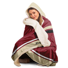 Load image into Gallery viewer, Personalized Red/Beige Hockey Hooded Blanket

