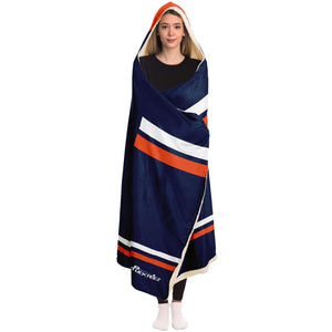 Personalized Navy/Orange Hockey Hooded Blanket