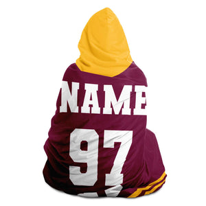 Personalized Maroon/Gold Hockey Hooded Blanket