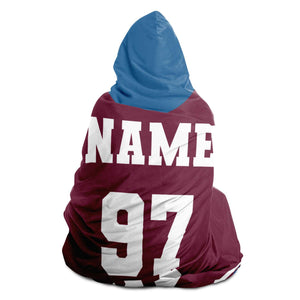 Personalized Maroon/Blue Hockey Hooded Blanket