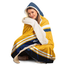 Load image into Gallery viewer, Personalized Gold/Blue Hockey Hooded Blanket
