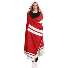 Load image into Gallery viewer, Personalized Red/White Hockey Hooded Blanket
