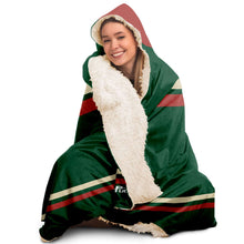 Load image into Gallery viewer, Personalized Green/Red/Gold Hockey Hooded Blanket
