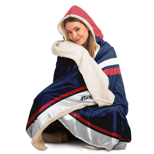 Personalized Navy/Red Hockey Hooded Blanket