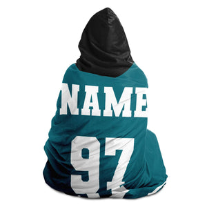 Personalized Teal Hockey Hooded Blanket
