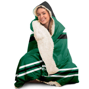 Personalized Green/Black Hooded Blanket