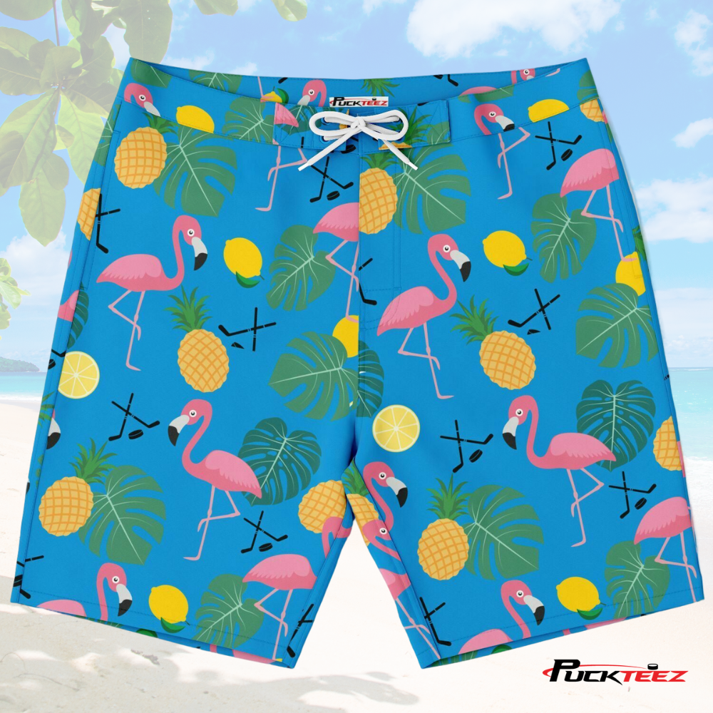 Tropical Hockey Board Shorts - Aqua