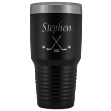 Load image into Gallery viewer, Black Hockey Tumbler with Customized Font and Name
