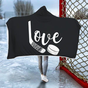 Love Hockey Hooded Blanket
