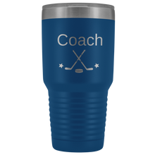 Load image into Gallery viewer, Blue Hockey Tumbler with Customized Name and Font
