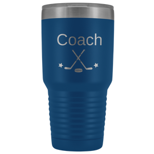 Blue Hockey Tumbler with Customized Name and Font