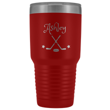 Load image into Gallery viewer, Red Hockey Tumbler with Customized Name and Font
