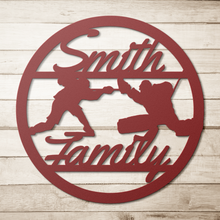 Load image into Gallery viewer, Personalized Hockey Family Metal Sign (Cursive)
