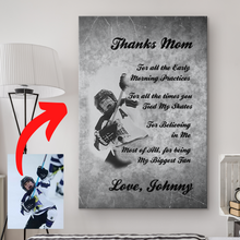 Load image into Gallery viewer, Thanks Mom Personalized Hockey Canvas
