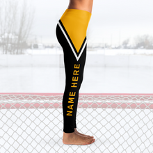 Load image into Gallery viewer, Black/Gold White Team Leggings
