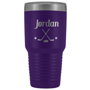 Purple Hockey Tumbler with Customized Font and Name
